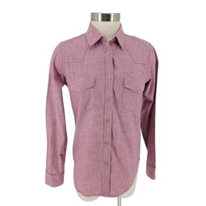 GAP 1969 Western Shirt Rose Chambray Long Sleeve Button Up Collared Top Medium